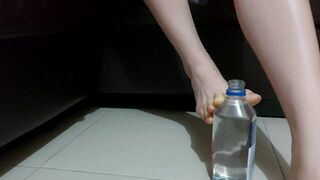 Opening and closing water bottle with feet - porn video